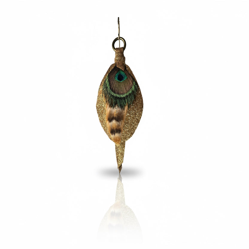 Leather & Feather Petite Earrings - Golden