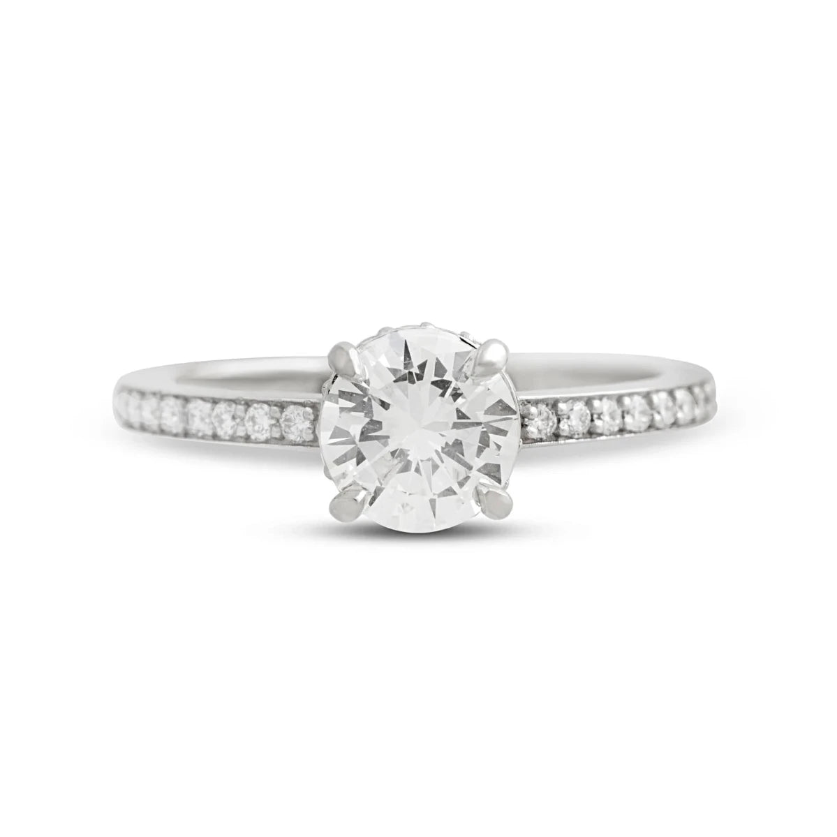 Lilia Hidden Halo Diamond Engagement Ring - 14k White Gold Solitaire