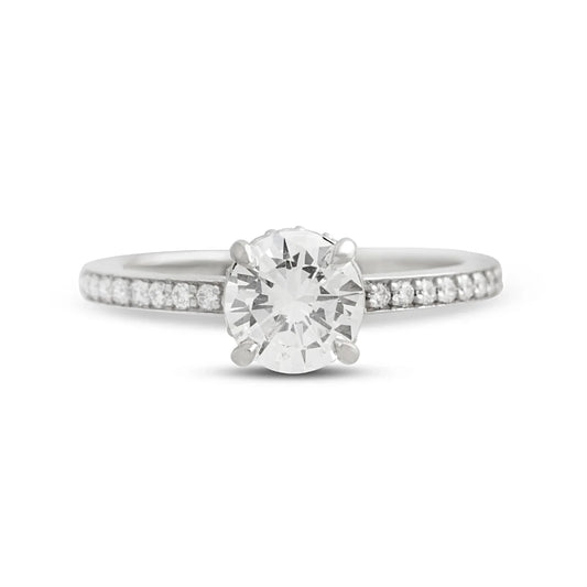 Lilia Hidden Halo Diamond Engagement Ring - 14k White Gold Solitaire