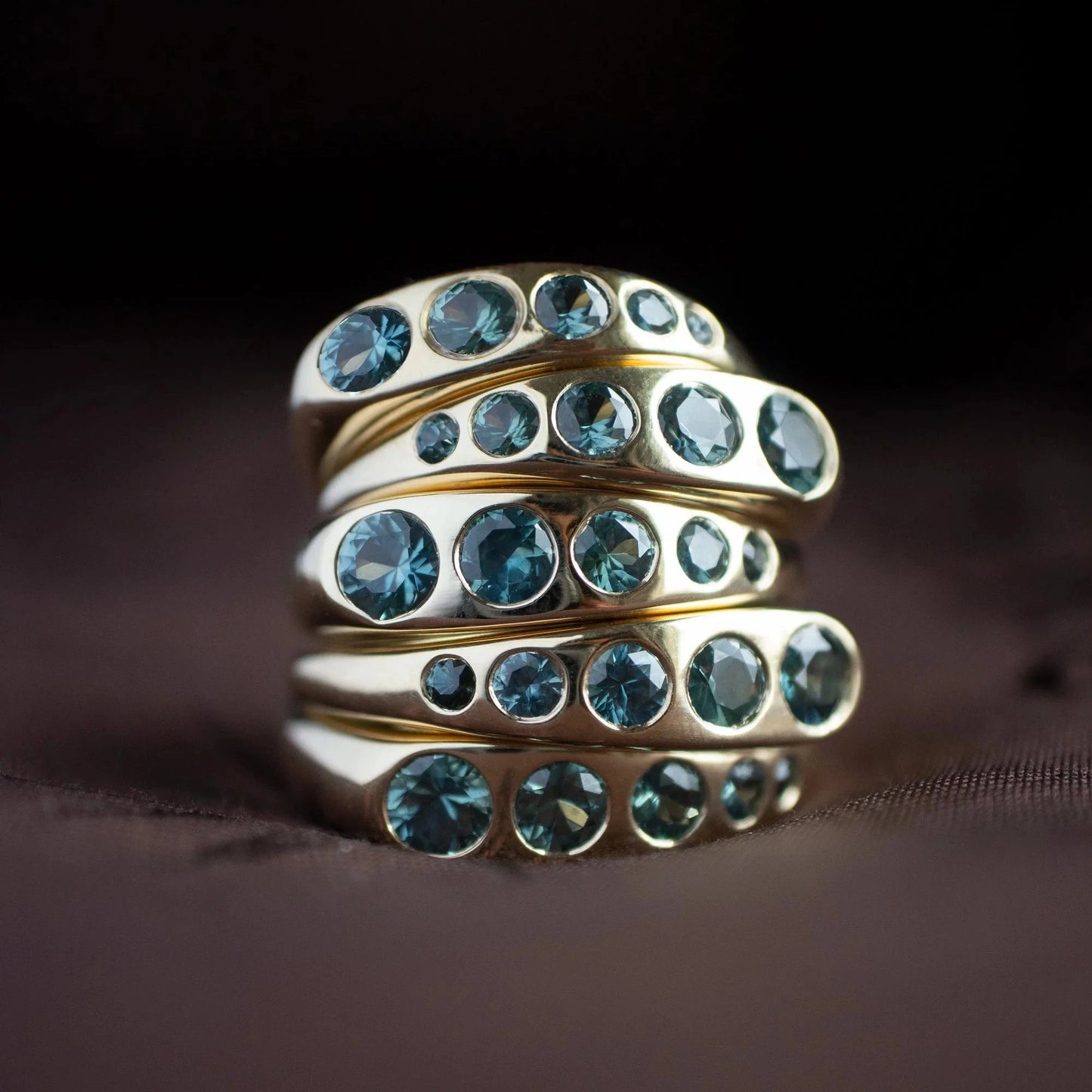 Lila Suprima Ring – 14k Gold & Teal-Blue Montana Sapphires