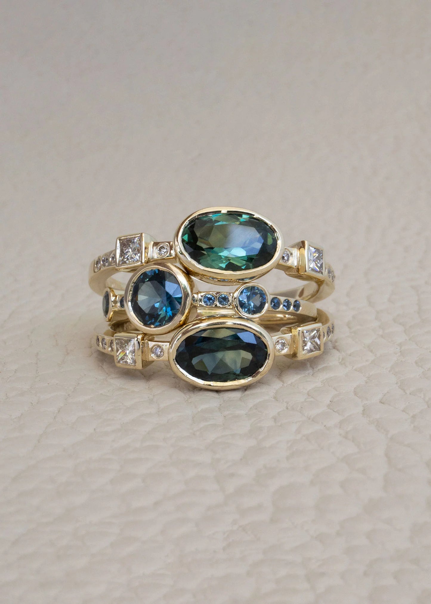 Hikaru Ring No.12 - Oval Green Australian Sapphire