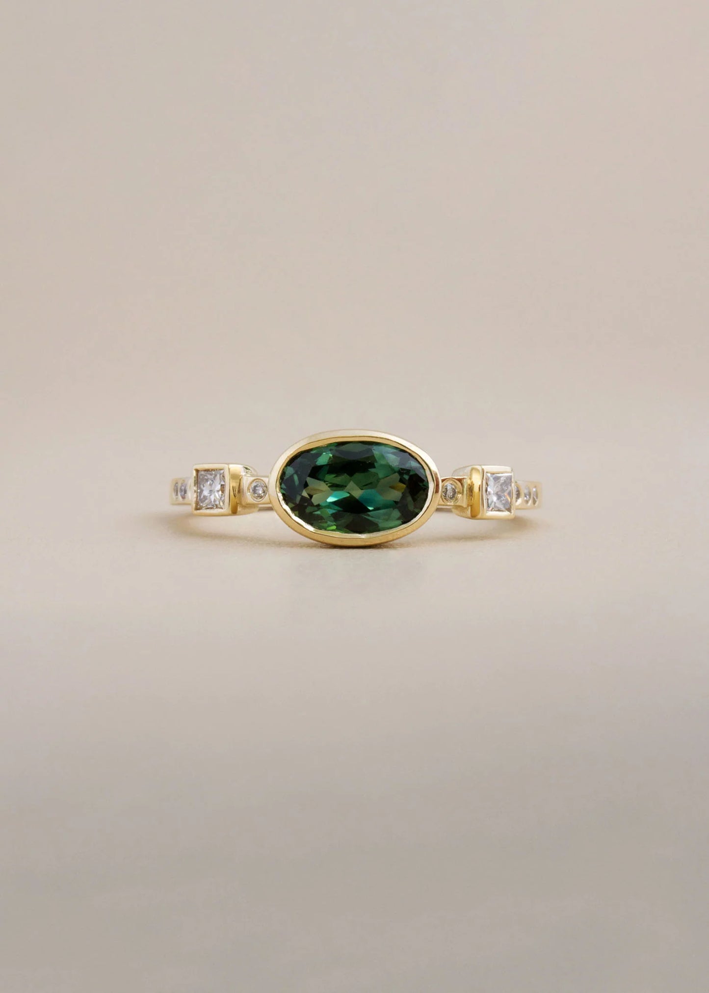 Hikaru Ring No.12 - Oval Green Australian Sapphire