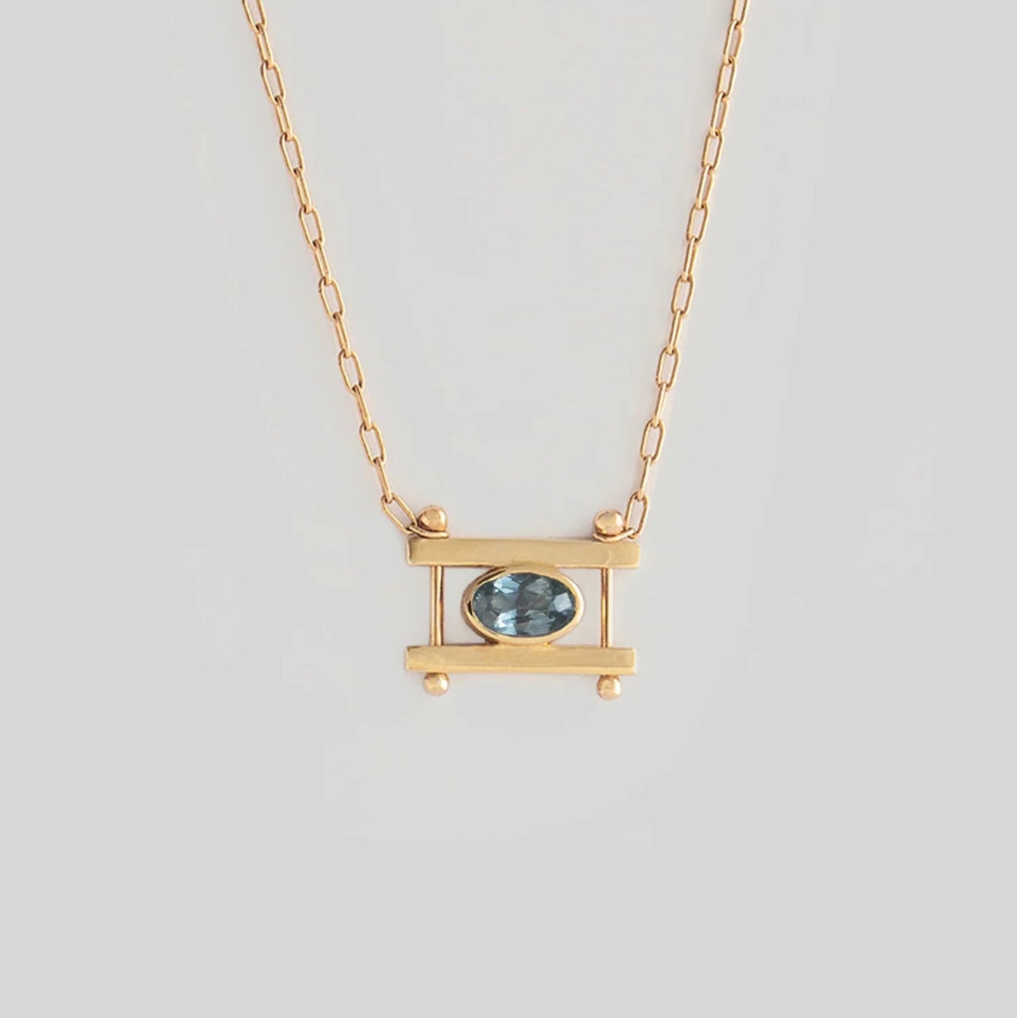 Oval Kiyo Necklace - 14k Gold with Light Blue Montana Sapphire