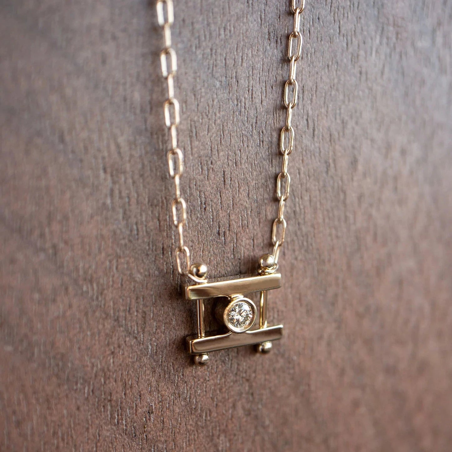 Kiyo Necklace - 14k Gold with 2mm Brilliant-Cut Diamond