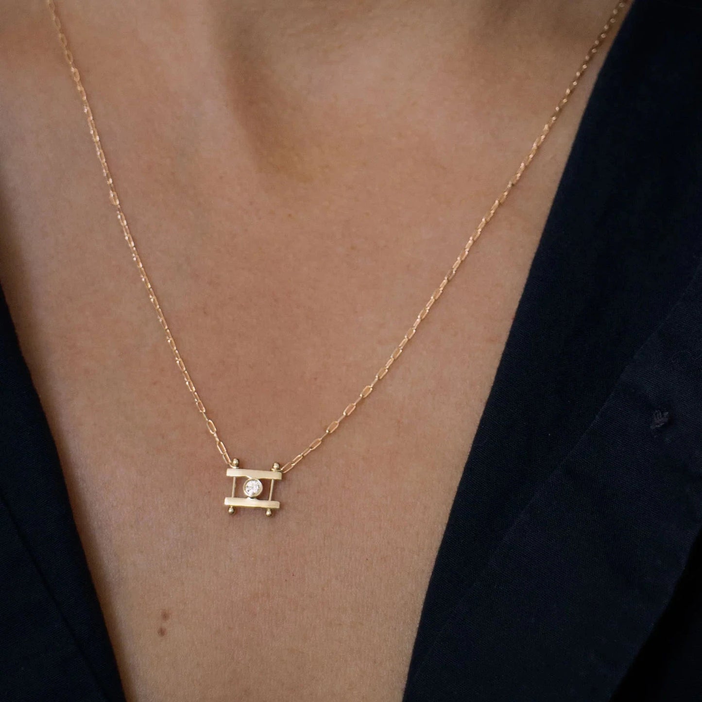 Kiyo Necklace - 14k Gold with 2mm Brilliant-Cut Diamond