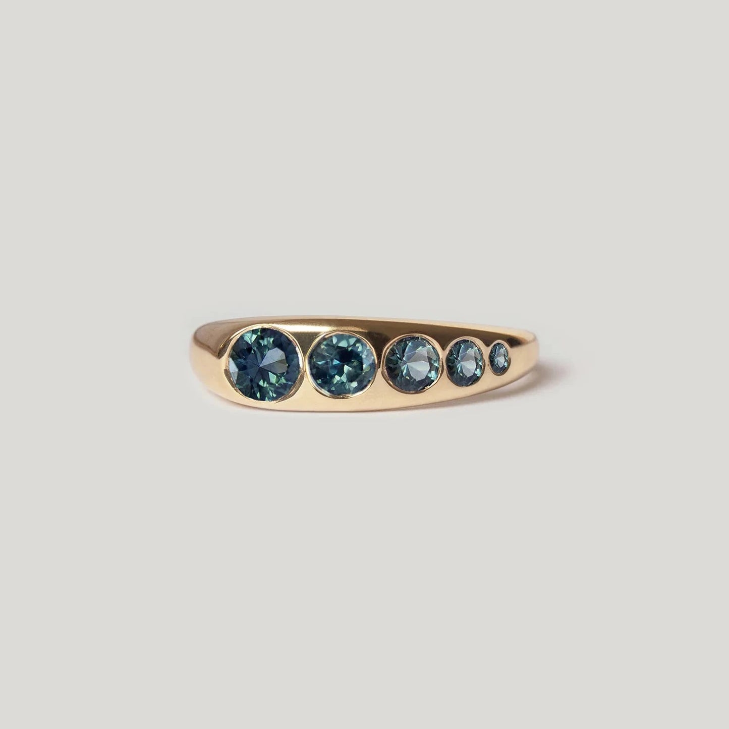 Lila Suprima Ring – 14k Gold & Teal-Blue Montana Sapphires