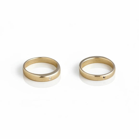 Matter Diamond Ring - 14k Gold, White & Black Diamond Band