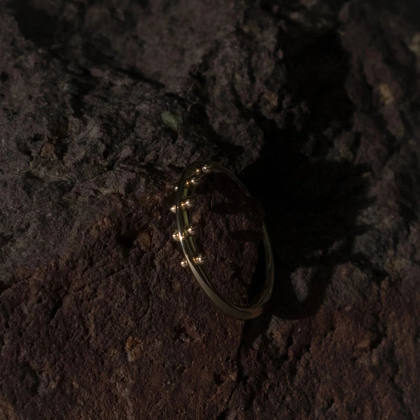 Maya Ring – 14k Yellow Gold Granule Band