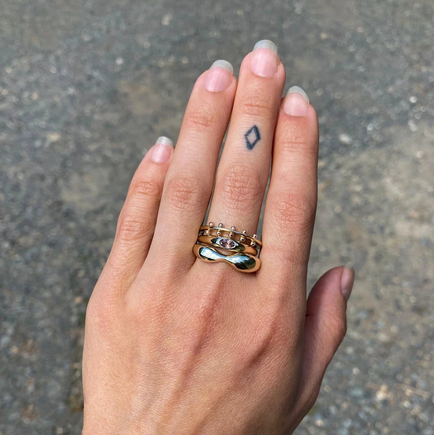 Maya Ring – 14k Yellow Gold Granule Band