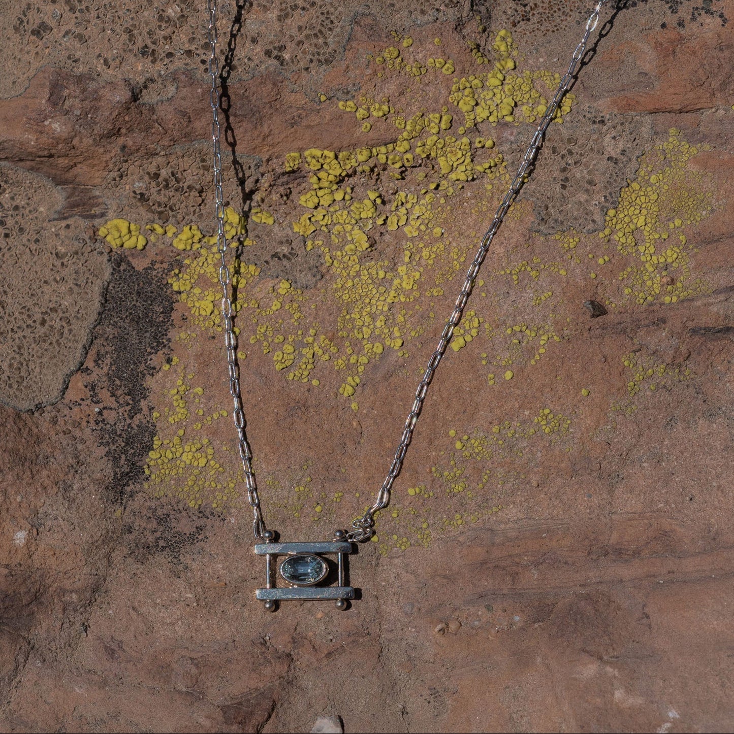 Oval Kiyo Necklace - 14k Gold with Light Blue Montana Sapphire