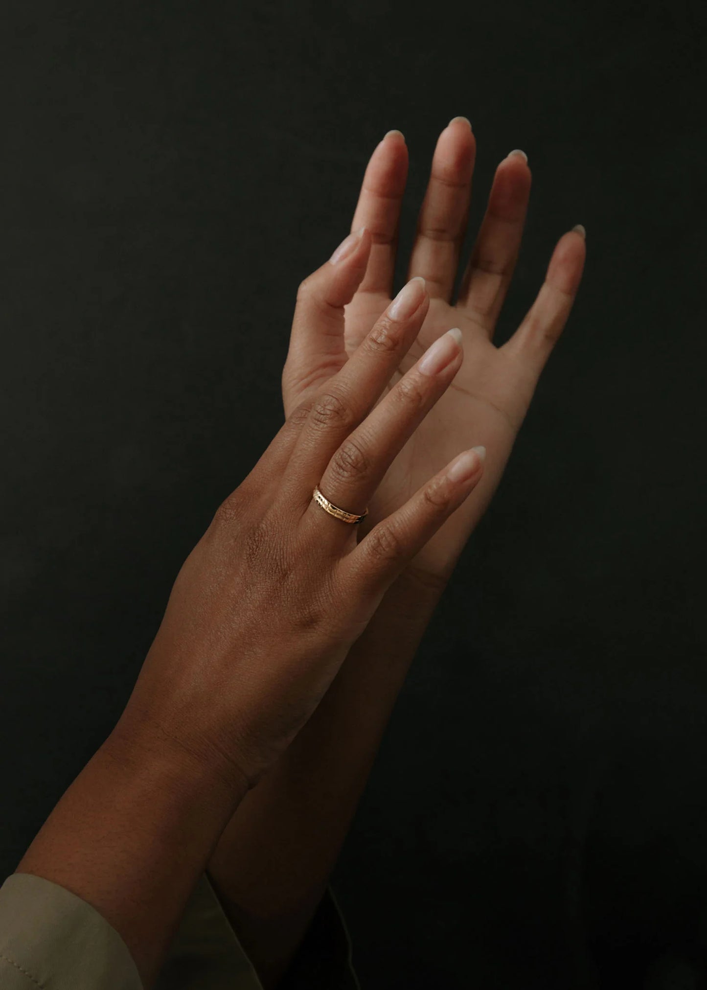 Narrow Shoji Band Ring - 14k Gold Minimalist Textured Band