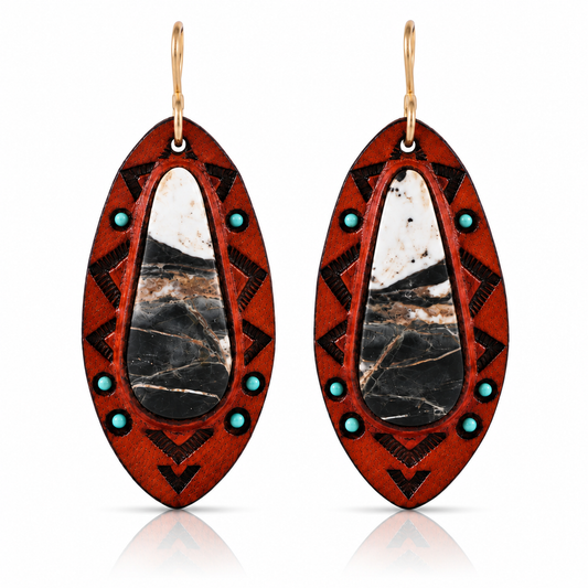 White Buffalo Leather Drop Earrings