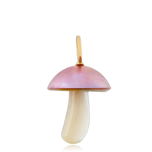 Pink Mabe Pearl Mushroom Charm – 14k Gold Bail
