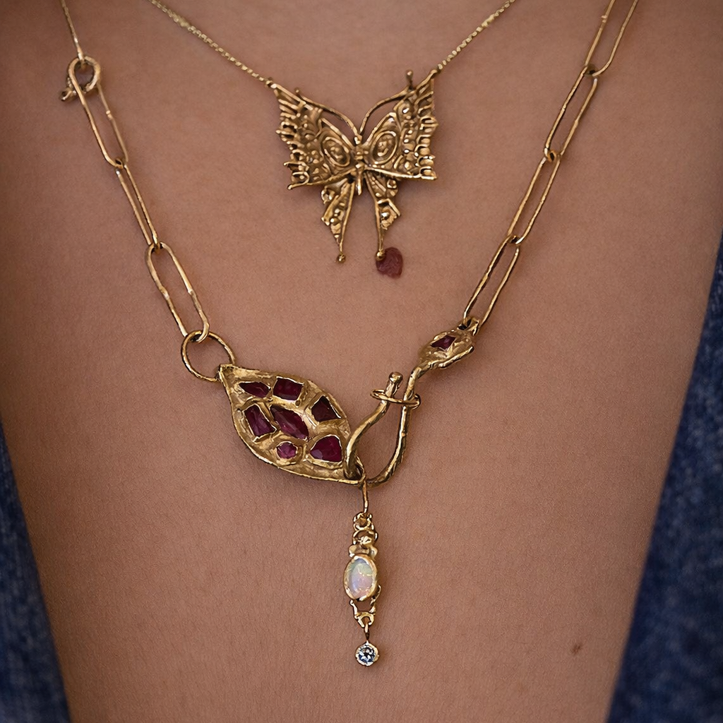 Mini Opal Beetle Charm - 14k Gold
