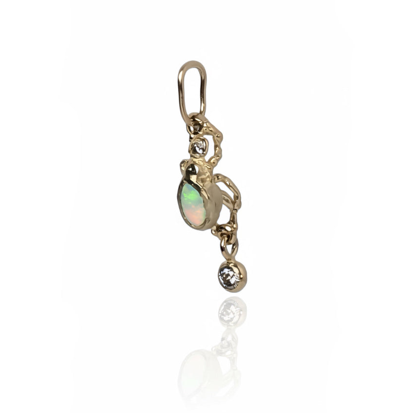 Mini Opal Beetle Charm - 14k Gold