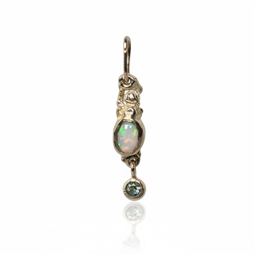 Mini Opal Beetle Charm - 14k Gold
