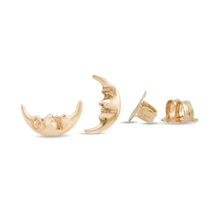 Moon Whisperer Stud Earrings - 14k Gold