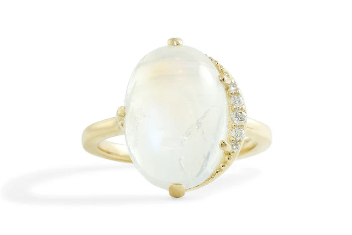 Crescent Moonstone Ring