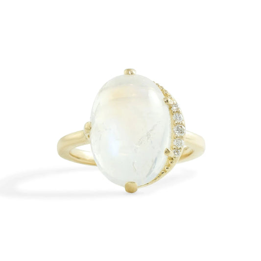 Crescent Moonstone Ring
