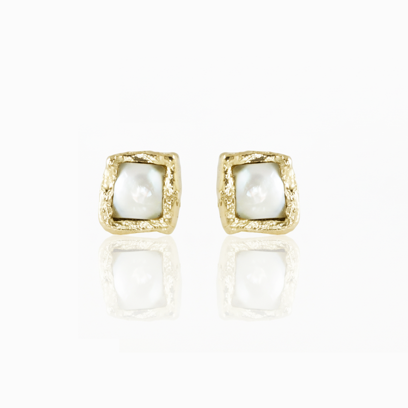 Mother of Pearl Petra Stud Earrings- Silver OR Gold