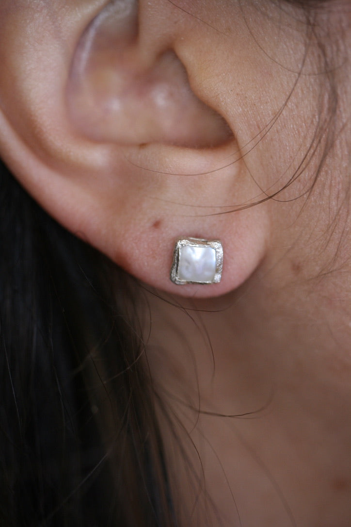 Mother of Pearl Petra Stud Earrings- Silver OR Gold