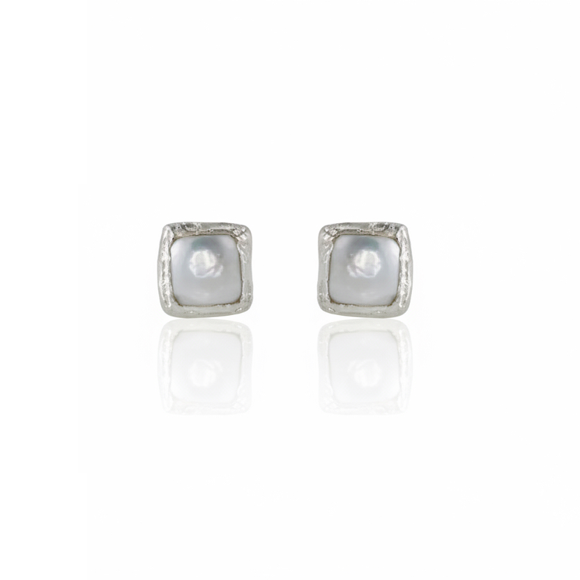 Mother of Pearl Petra Stud Earrings- Silver OR Gold