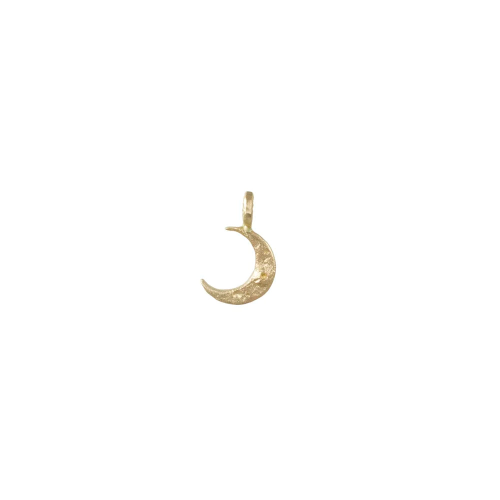 Tiny Crescent Necklace - 14k Yellow Gold Charm & Sterling Silver Chain