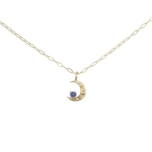 Tiny Gold Starlight Necklace- Blue Sapphire