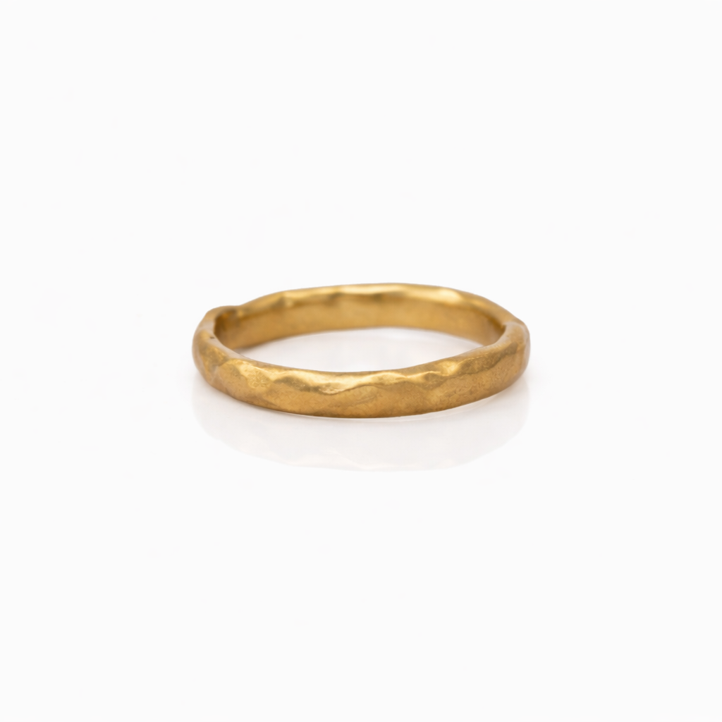Narrow Carved Bronze Band Ring