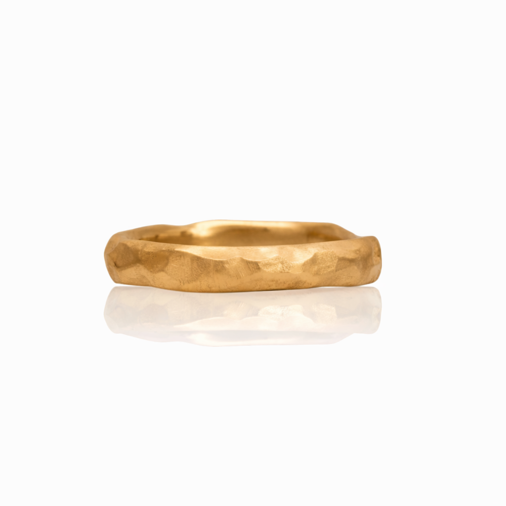 Narrow Carved Bronze Band Ring