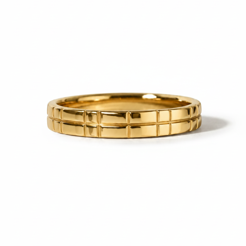 Narrow Shoji Band Ring - 14k Gold Minimalist Textured Band