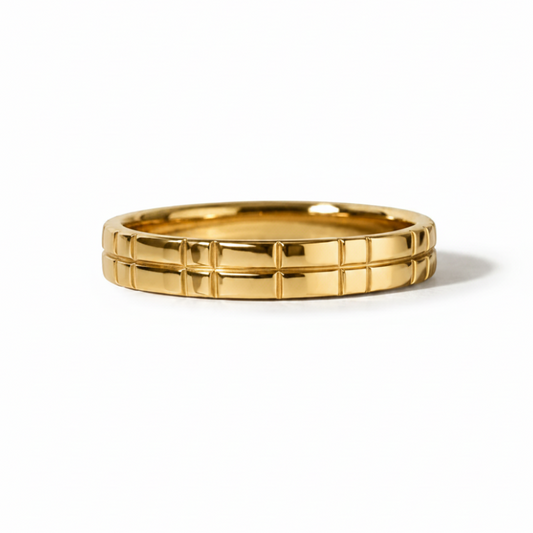 Narrow Shoji Band Ring - 14k Gold Minimalist Textured Band