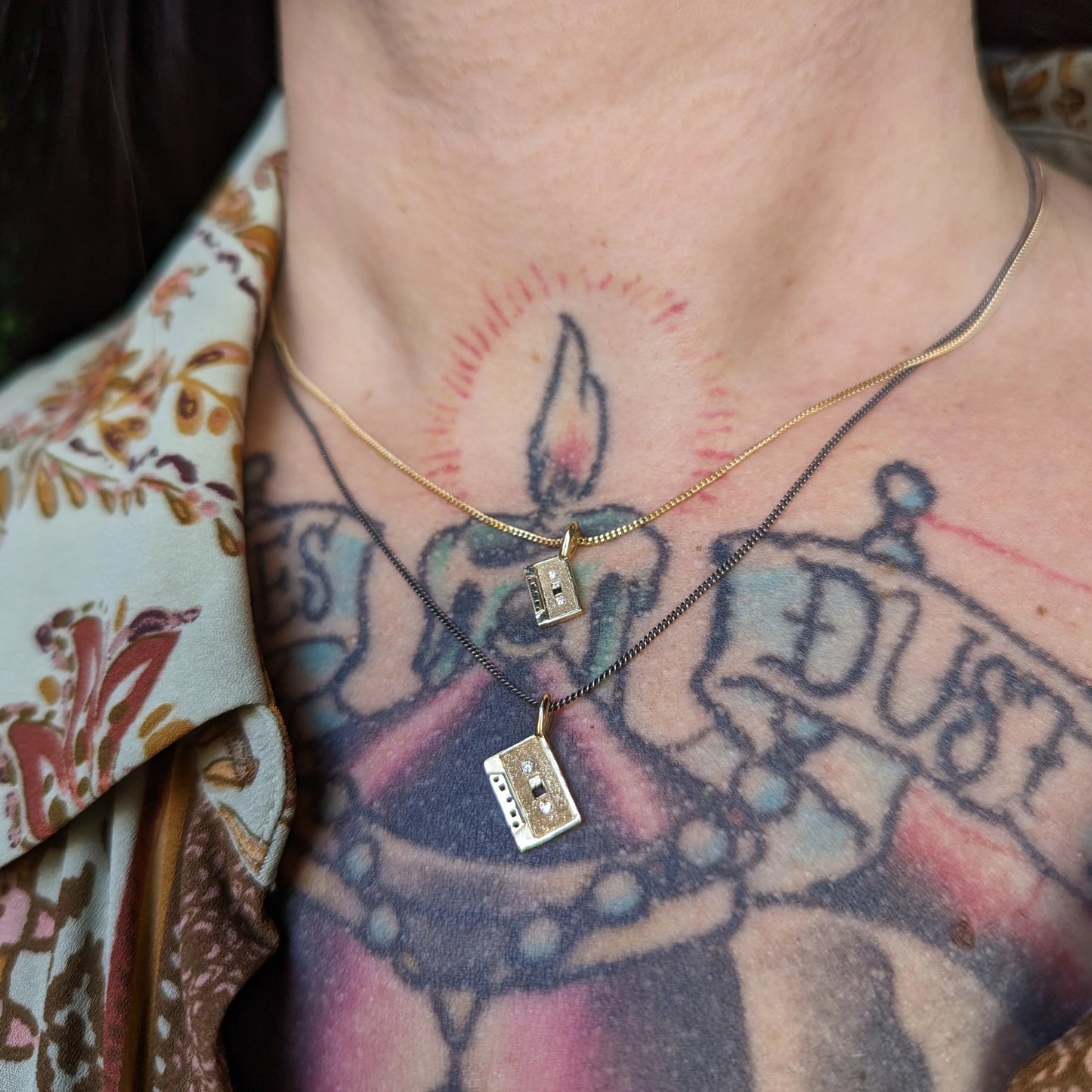 Mini Mixtape Necklace - 14k Yellow Gold with Diamonds