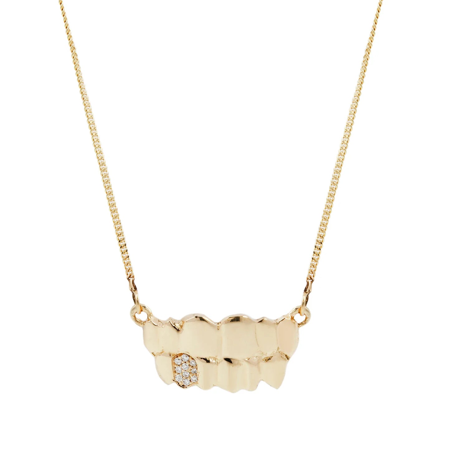 Pavé Tiny Teeth Necklace - 14k Gold Diamond Necklace