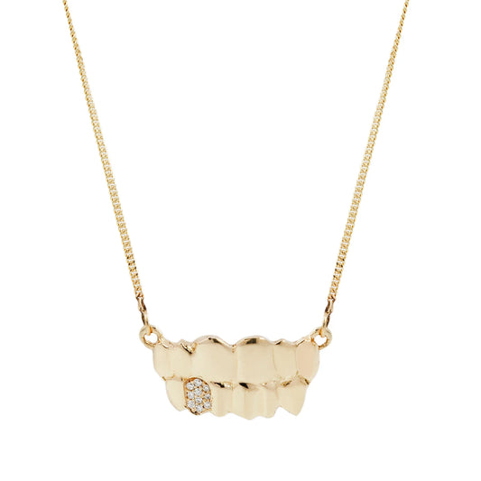 Pavé Tiny Teeth Necklace - 14k Gold Diamond Necklace