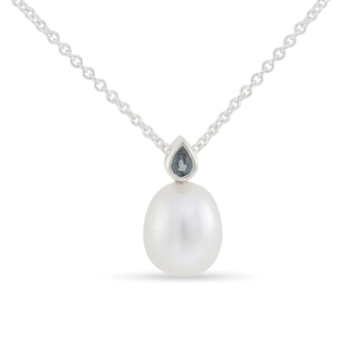 Pearl Drop Sliding Necklace Silver