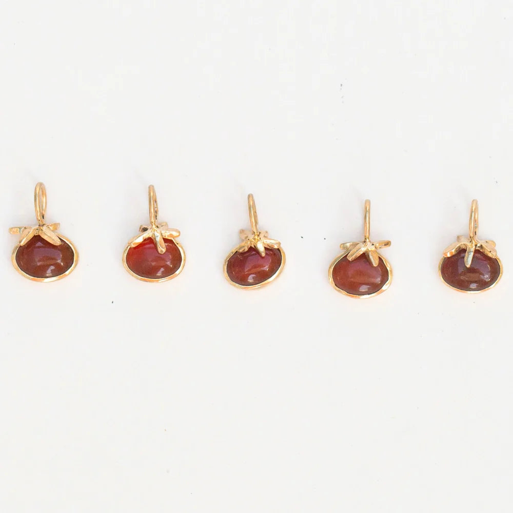Tomato Charm - 14k Yellow Gold & Carnelian