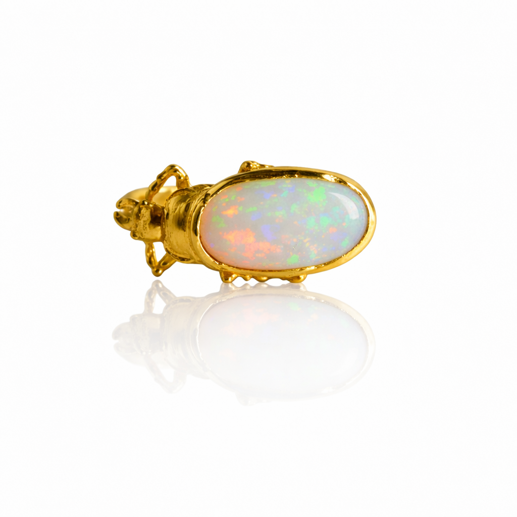 Pinacate Opal Beetle Ring - 14k Gold