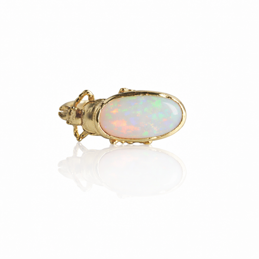 Pinacate Opal Beetle Ring - 14k Gold
