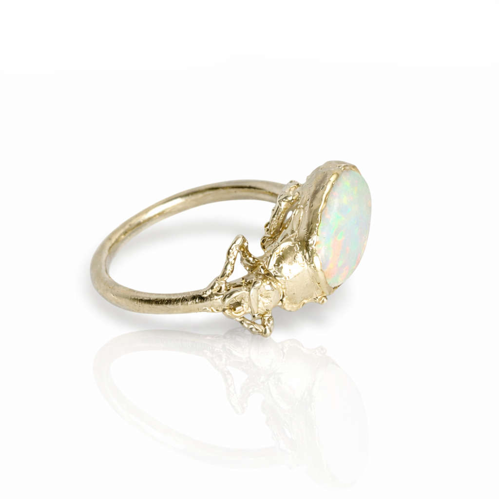 Pinacate Opal Beetle Ring - 14k Gold