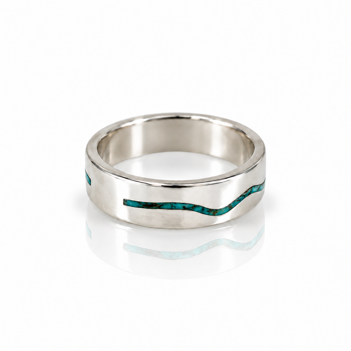 Rio Grande Inlay Band - Wide Sterling Silver & Turquoise