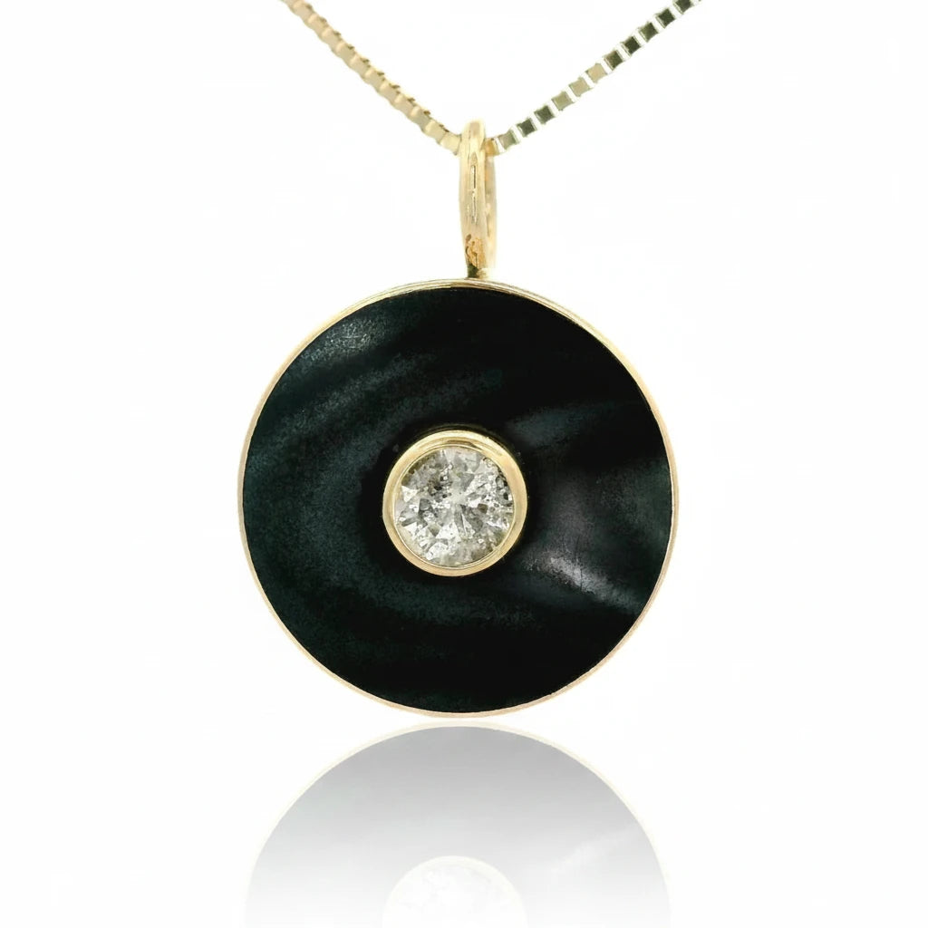 The Cerclen Necklace – 14k Gold & Psilomelane