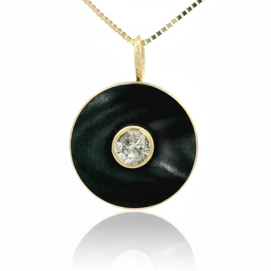 The Cerclen Necklace – 14k Gold & Psilomelane