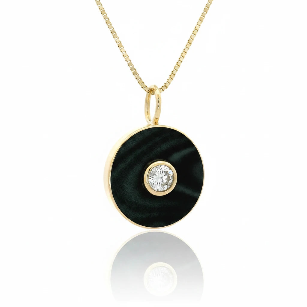 The Cerclen Necklace – 14k Gold & Psilomelane