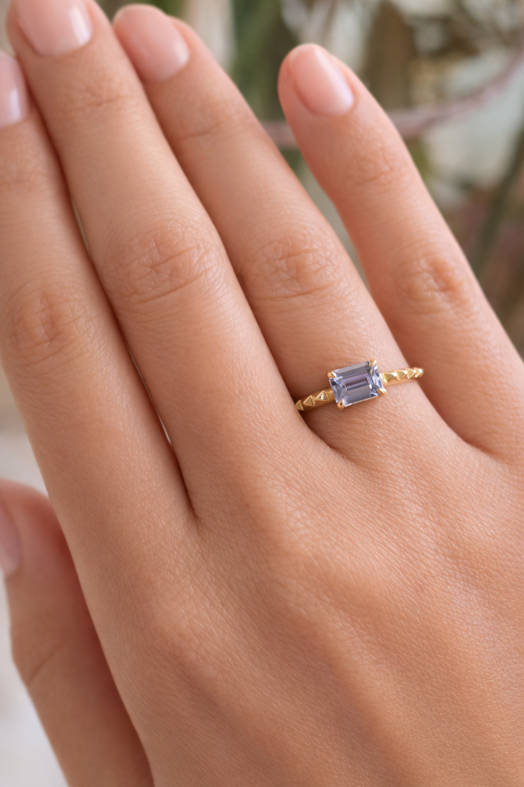 Pyramid Solitaire IV Ring - 14k Gold