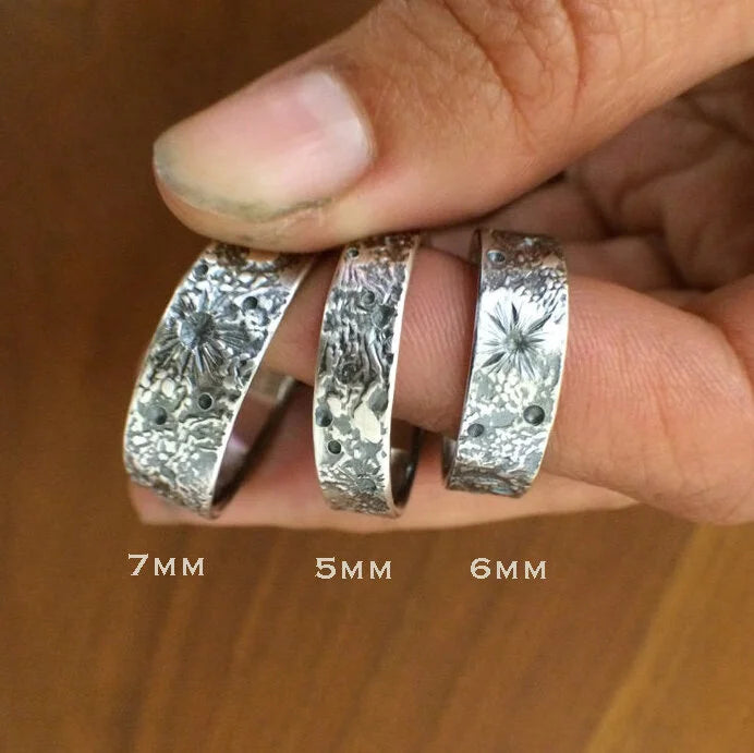 Moon Texture Ring – Oxidized Sterling Silver Textured Band