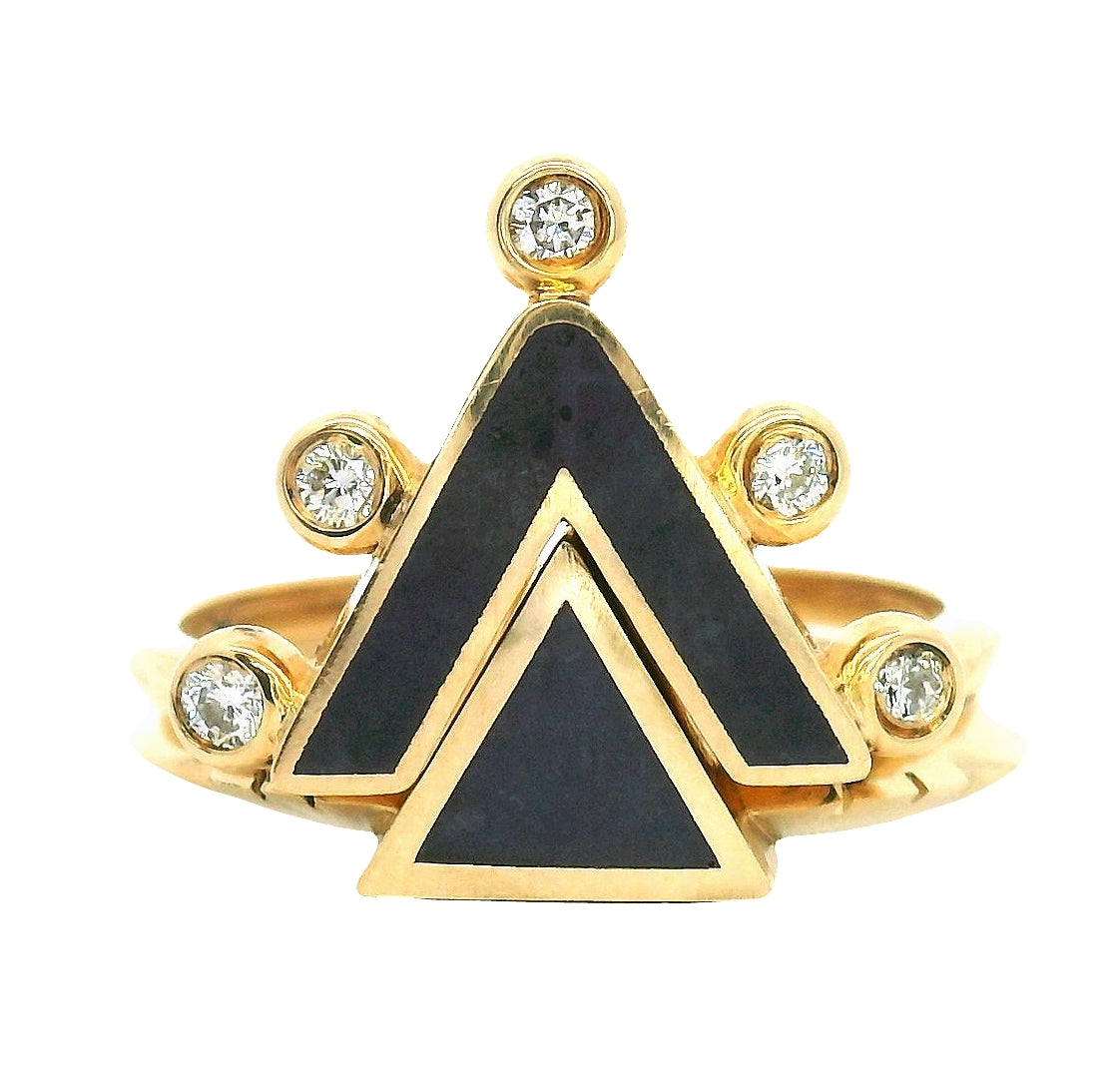 Freya Apex Set – 14k Yellow Gold with Burrow Creek Jasper & White Diamonds