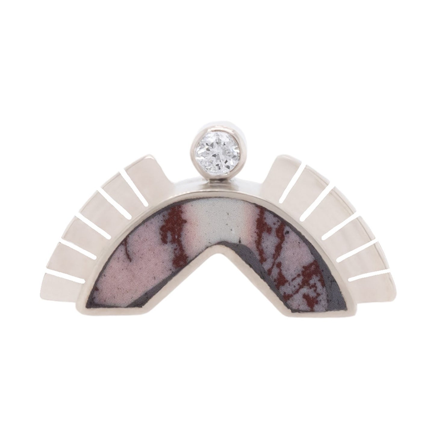 Lacuna Rising Sol Ring Crown – 14k White Gold with Jasper & Diamond