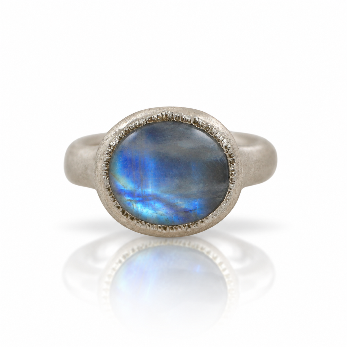 Rainbow Moonstone Ever Ring - Recycled Sterling Silver