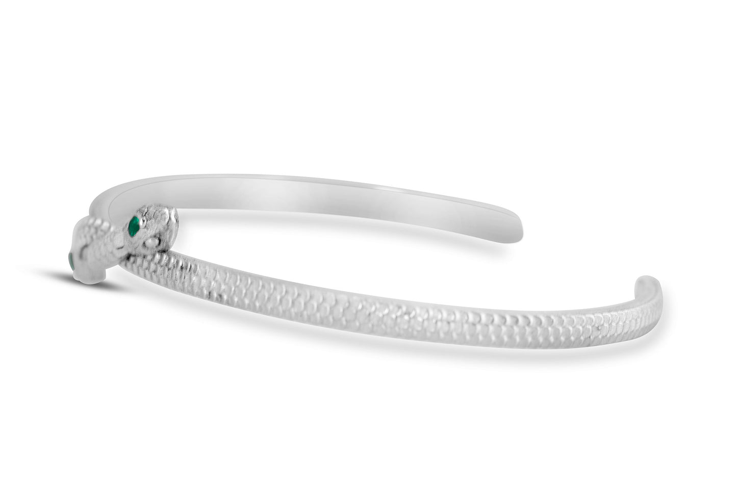 Symbiosis Cuff – Sterling Silver Snake Bracelet with Emeralds